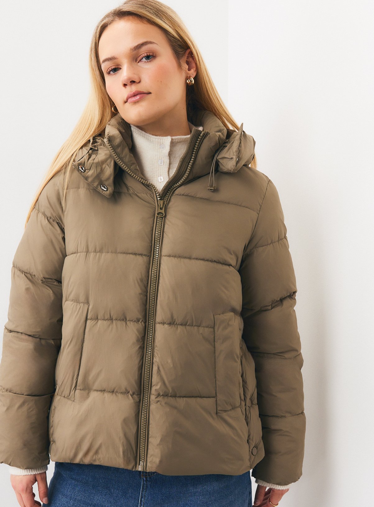 Light Green Side Popper Padded Jacket S - Image 1 thumbnail